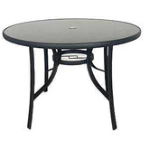 Seasonal Trends Table, Round, Steel, with Black Glass, 40 in